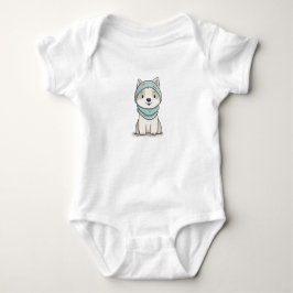 Cosy Husky Illustration - kundenspezifisch geschni Baby Strampler