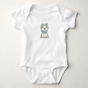 Cosy Husky Illustration - kundenspezifisch geschni Baby Strampler