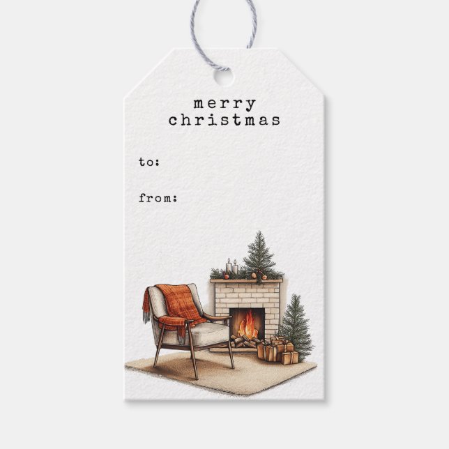 Cosy Hygge Weihnachtsgeschenk Tag Geschenkanhänger (Vorderseite)