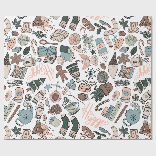 Cosy Hygge Wrapping Paper - Christmas Gift Wrap Geschenkpapier (Flach)