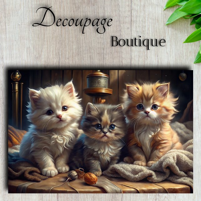 Cosy Kittens Seidenpapier (Cozy Kittens Decoupage Tissue Paper)