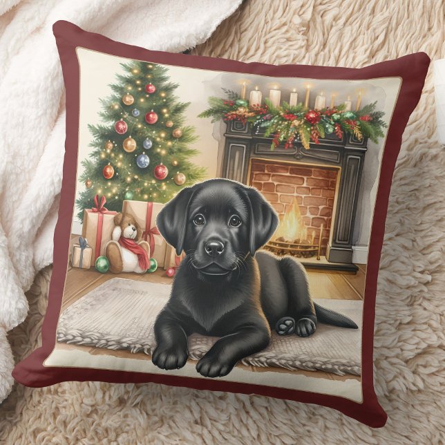Cosy Labrador Puppy Black Lab Weihnachten Kissen (Von Creator hochgeladen)