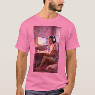 "Cosy Lofi Vibes: Niedlich Girl in Pastel Haven" T-Shirt