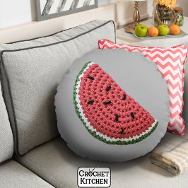Cosy Minimal Oma Vibe Crochet Watermelon Rundes Kissen
