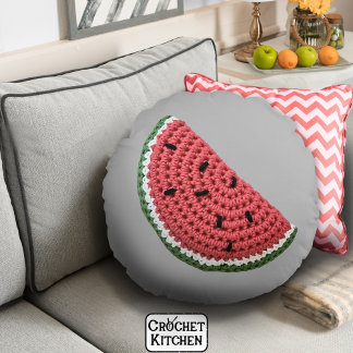 Cosy Minimal Oma Vibe Crochet Watermelon Rundes Kissen
