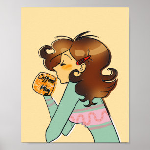 Cosy Morning Coffee Moffee Art Poster