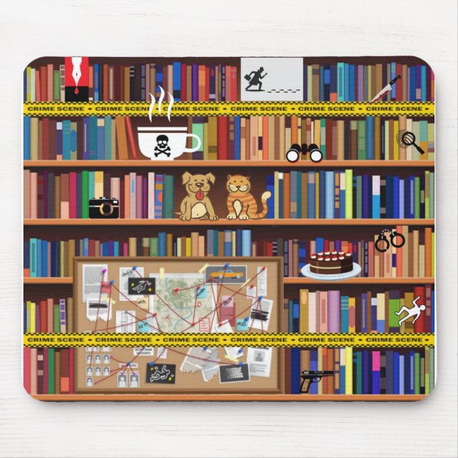 Cosy Mystery Bookshelf Mousepad (Vorne)