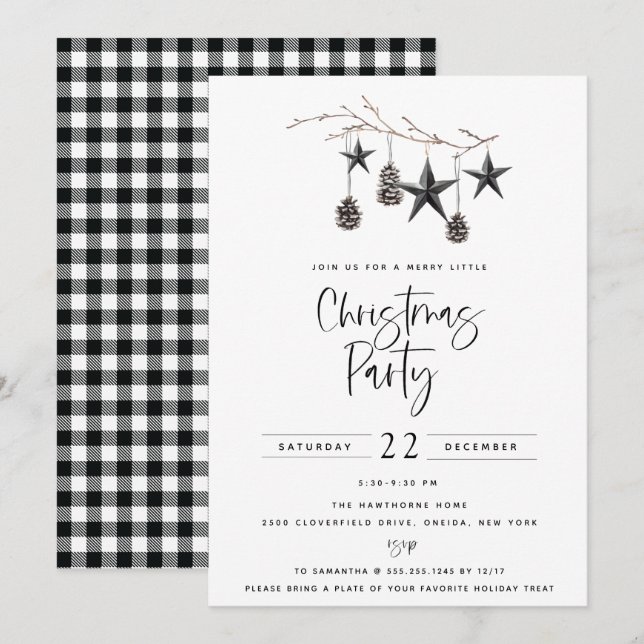 Cosy Nature Weihnachts-Party Einladung (Vorne/Hinten)