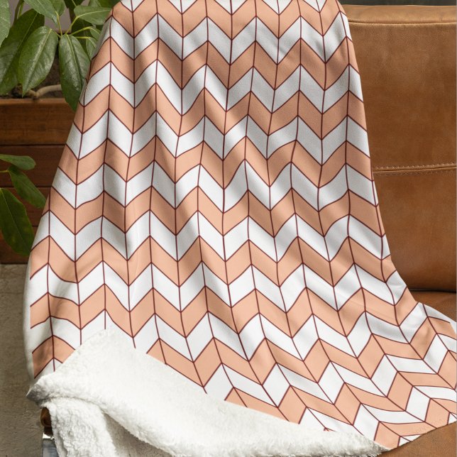 Cosy Peach Burgundy Herringbone Sherpadecke (Von Creator hochgeladen)