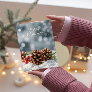 Cosy Pinecone und Snow Frohe Weihnachten Karte