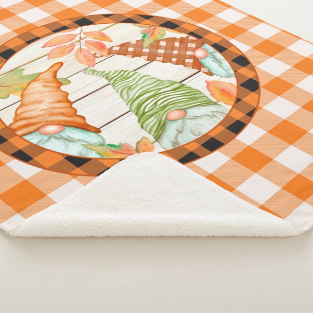 Cosy Pumpkin Buffalo Kariert Gnome Sherpa Blanket Sherpadecke (3/4)