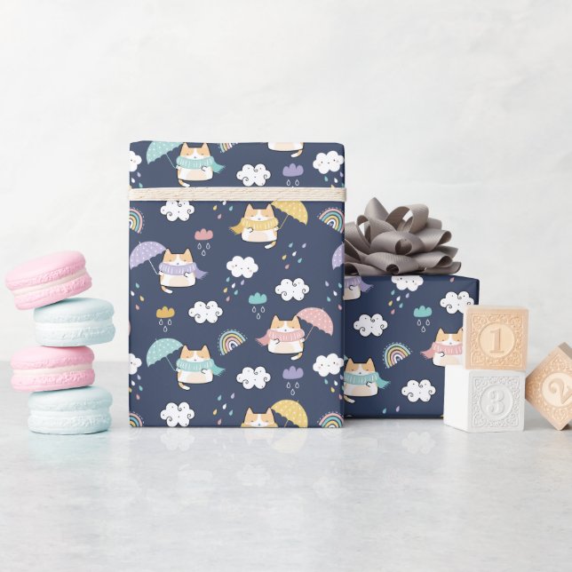 Cosy Rainy Day Muster Wrapping Paper Roll Geschenkpapier (Babyparty)