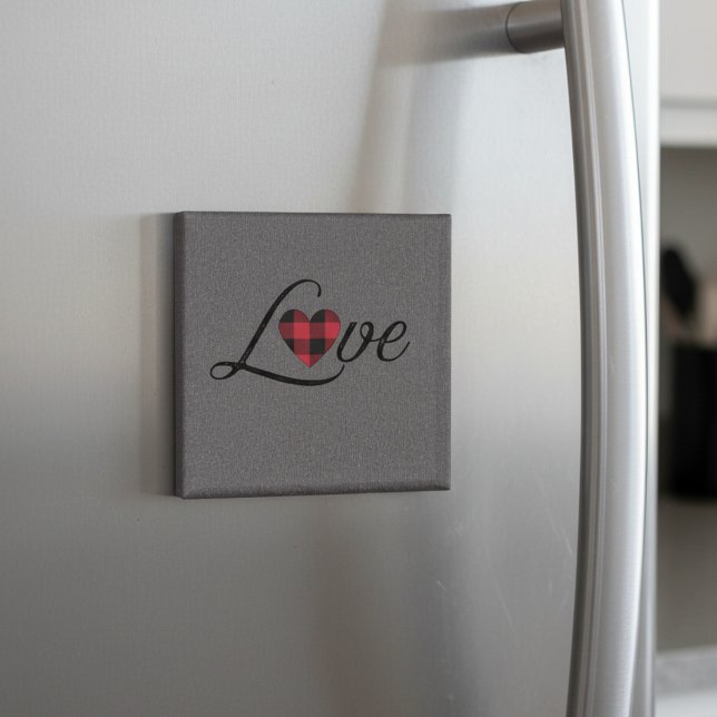 Cosy Red Buffalo Karierte Liebe Strick Muster Magnet (Von Creator hochgeladen)