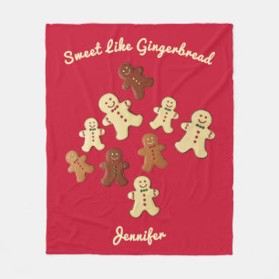 Cosy Red Gingerbrei Mann Weihnachten Fleecedecke