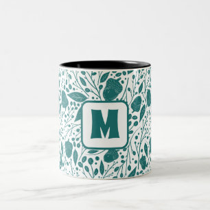 Cosy Retro Green Christmas Personalisiert Monogram Zweifarbige Tasse
