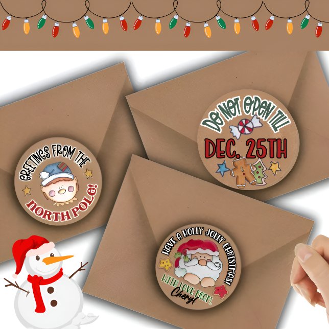 Cosy rustic Christmas Kraft Thema Classic Stickers Etiketten (Von Creator hochgeladen)