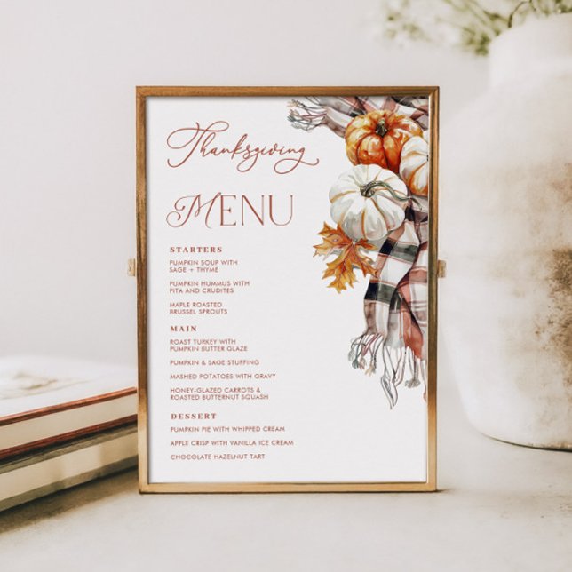 Cosy Rustic Fall 12x18 Erntedank Dinner Menu Einladung (Cozy Rustic Fall 5x7 Thanksgiving Dinner Menu)