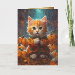 Cosy Sweater Kitten, Niedlich Tabby Cat, Halloween Karte