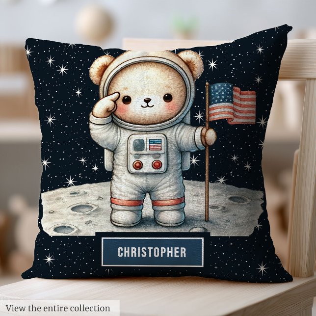 Cosy Teddy Bear Astronaut Throw Pillow Baby Boy Kissen (Cozy Teddy Bear Astronaut Throw Pillow Baby Boy Gift)