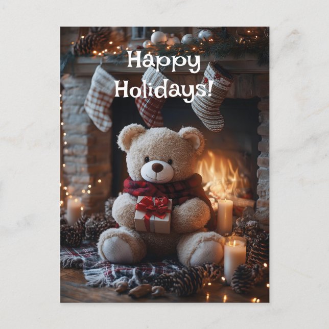Cosy Teddy Bear Holiday Design Postkarte (Vorderseite)