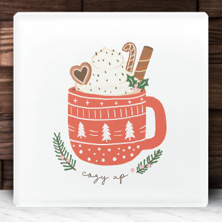 Cosy Up Hot Cococoa Tasse Weihnachten Urlaub Glasuntersetzer