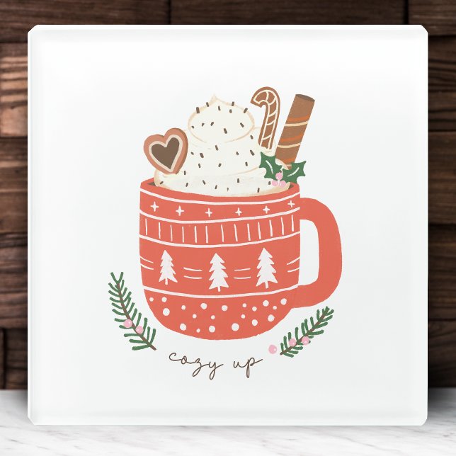 Cosy Up Hot Cococoa Tasse Weihnachten Urlaub Glasuntersetzer (Von Creator hochgeladen)