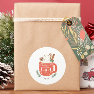 Cosy Up Hot Cococoa Tasse Weihnachten Urlaub Runder Aufkleber