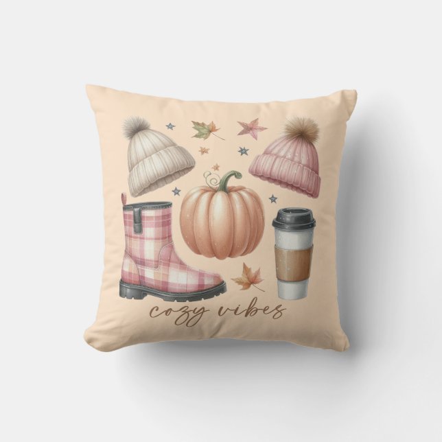 Cosy Vibes Fall-Themed Kissen (Vorderseite)