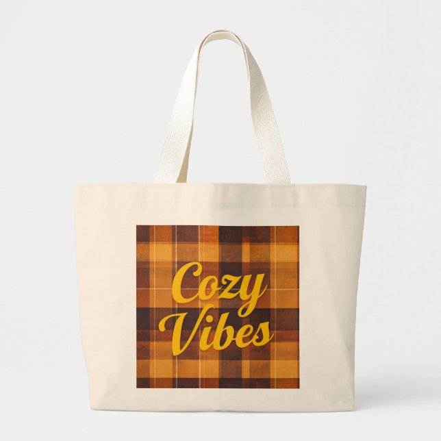 "Cosy Vibes" Karierte Tasche (Vorne)