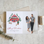 Cosy Watercolor Rote Hütte Weihnachts-Foto Feiertagskarte<br><div class="desc">Frohe Weihnachten! Schenken Sie in dieser Saison herzliche Wünsche mit einer Weihnachtskarte für das Foto mit einer schneebedeckten roten Hütte, immergrünen Bäumen und Waldkaninchen. Der weiche Aquarellhintergrund sorgt für ein gemütliches, rustikales Ambiente, das sich wunderbar mit Ihrem bevorzugten Foto verbindet. Ideal für Familien, Paare oder neue Eltern. Personalisieren Sie den...</div>