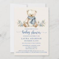 Cosy Watercolor Teddy Bear Winter Baby Dusche