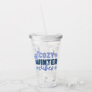 Cosy Winter Vibes - Snowflake Typografie Acryltrinkbecher