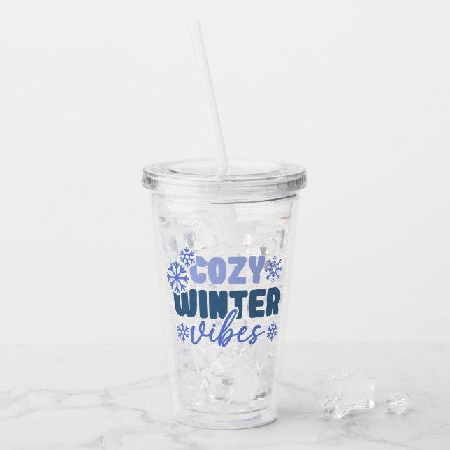 Cosy Winter Vibes - Snowflake Typografie Acryltrinkbecher (Vorderseite Ice)
