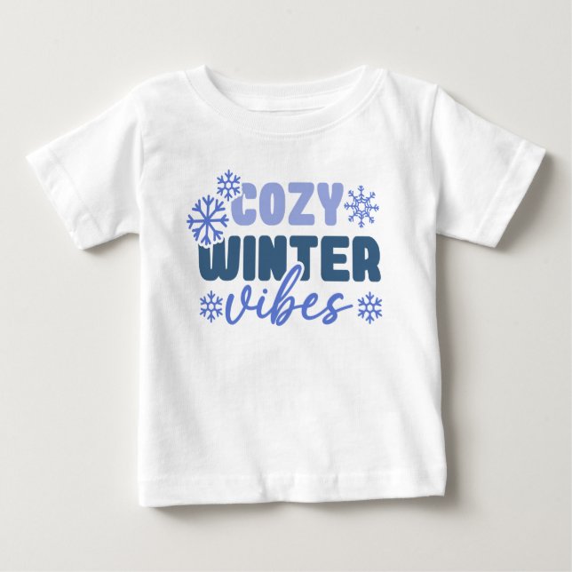 Cosy Winter Vibes - Snowflake Typografie Baby T-shirt (Vorderseite)