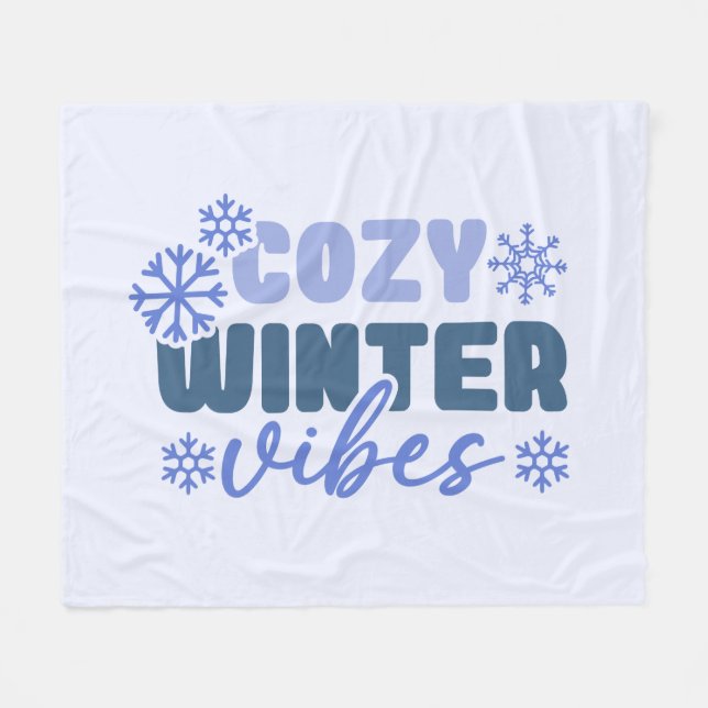 Cosy Winter Vibes - Snowflake Typografie Fleecedecke (Vorderseite (Horizontal))