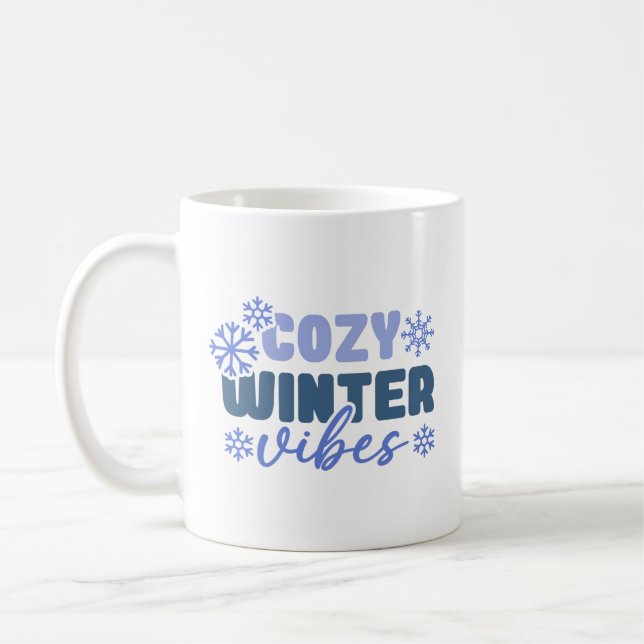 Cosy Winter Vibes - Snowflake Typografie Kaffeetasse (Links)