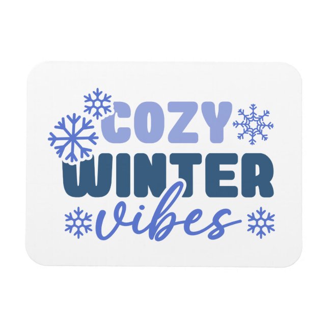Cosy Winter Vibes - Snowflake Typografie Magnet (Horizontal)