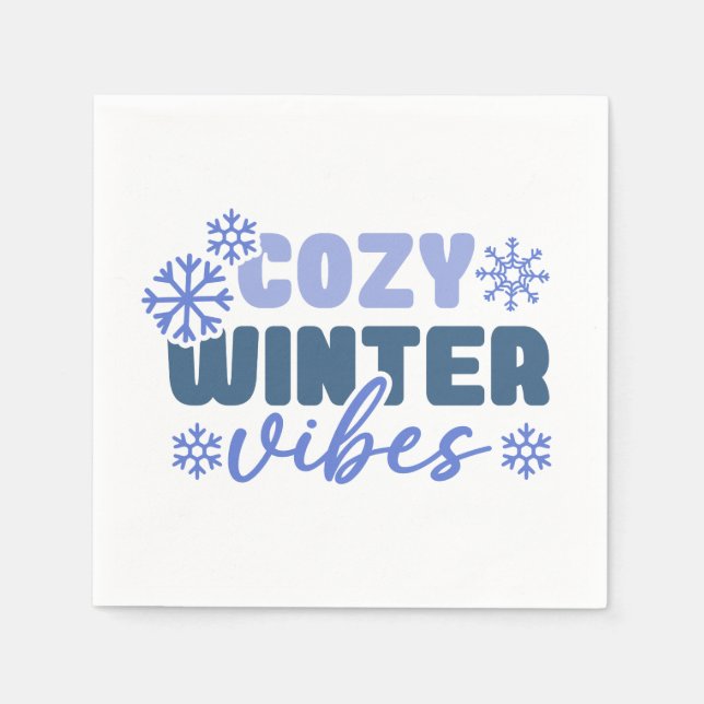 Cosy Winter Vibes - Snowflake Typografie Serviette (Vorderseite)