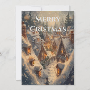 "Cosy Winter Village Christmas Flat Invitation" Einladung