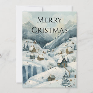 "Cosy Winter Village Christmas Flat Invitation" Einladung
