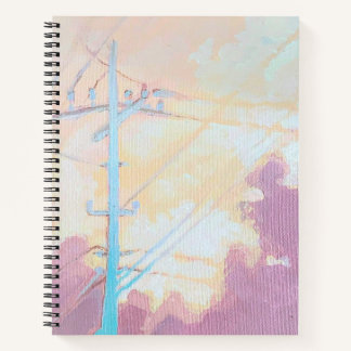 Cosy Wolken Powerlines Notebook Original-Kunst Notizbuch