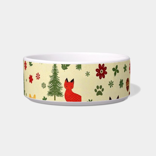 Cosy Woodland Christmas Dog Bowl - Rustikales Hirs Napf (Rechts)