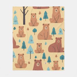 Cosy Woodland Friends Bear2 Fleecedecke