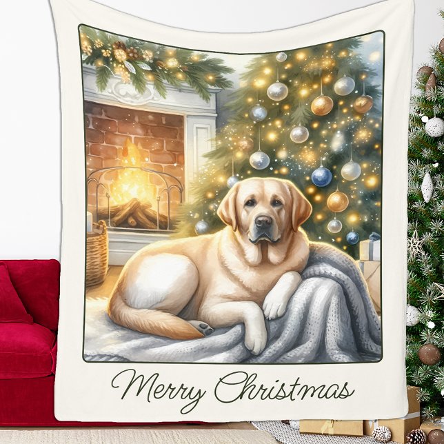 Cosy Yellow Labrador Retriever Christmas Dog Fleecedecke (Von Creator hochgeladen)