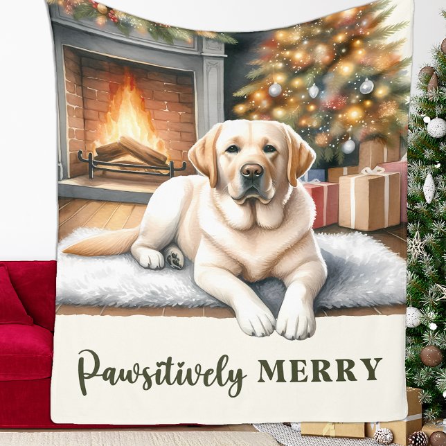 Cosy Yellow Labrador Retriever Dog Weihnachten Fleecedecke (Von Creator hochgeladen)