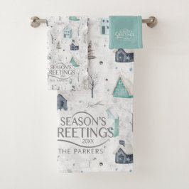 Cosy Zuhause Christmas Aquamarin ID985 Badhandtuch Set