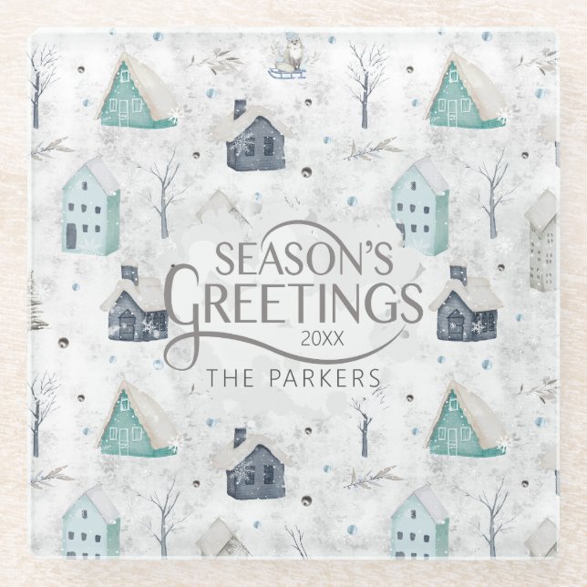 Cosy Zuhause Christmas Aquamarin ID985 Glasuntersetzer (Vorderseite)