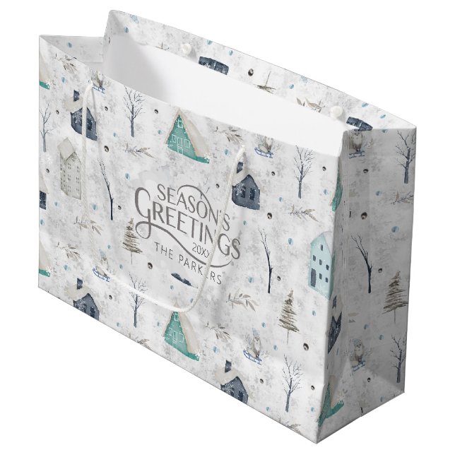 Cosy Zuhause Christmas Aquamarin ID985 Große Geschenktüte (Vorderseite Schrägansicht)