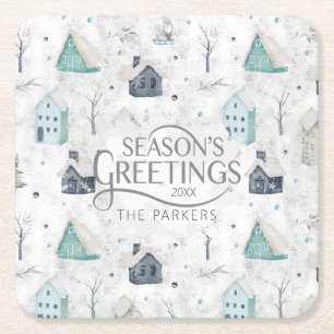 Cosy Zuhause Christmas Aquamarin ID985 Rechteckiger Pappuntersetzer