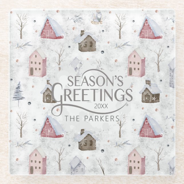 Cosy Zuhause Christmas Pink ID985 Glasuntersetzer (Vorderseite)